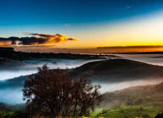 운해를 이루는 아침 안개 경